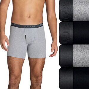 Fruit of the Loom Cool Zone Fly Mens 4 Pack Boxer Briefs Jc4bl7c - Blk/Gray Sz L